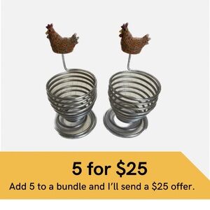 Two chicken and wire egg cups.